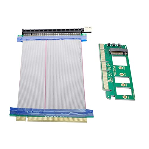 NFHK NGFF M-key NVME AHCI SSD to PCI-E 3.0 16x x16 Vertical Adapter with Cable Male to Female Extension, Durchsichtig - Image 3