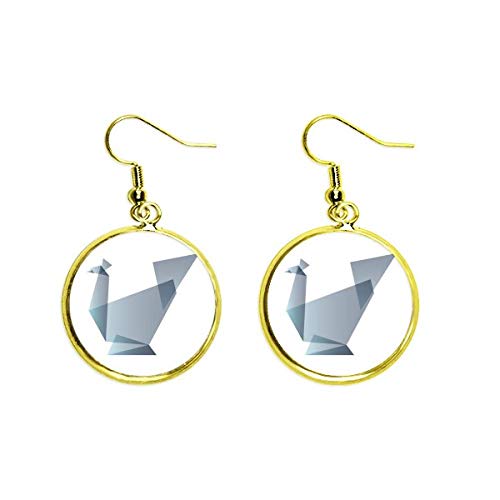 Pendientes de origami tipo pavo real geométrico dorados para lucir en cenas y eventos