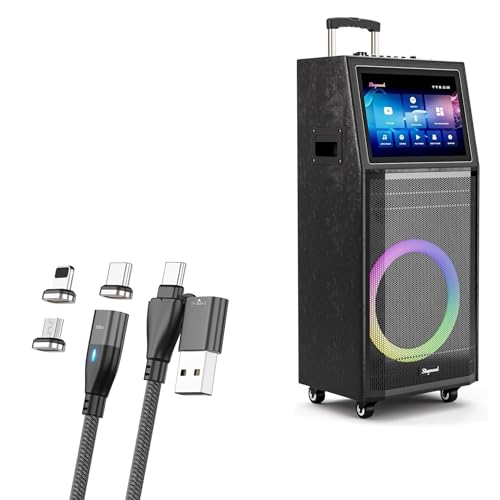 BoxWave Cable Compatible with SINGMOOD Karaoke Machine S-100 - MagnetoSnap PD AllCharge Cable (100W), Magnet Charging Braided USB Type-C Micro - Jet Black