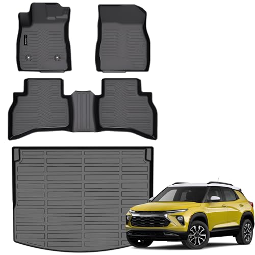 Auxko All Weather Floor Mats Cargo Mat Fit for Chevrolet Chevy Trailblazer AWD 2026 2025 2024 2023 2022 2021 TPE Floor Liner Trunk Mat Trailblazer Accessories All Season Odorless Anti-Slip Black