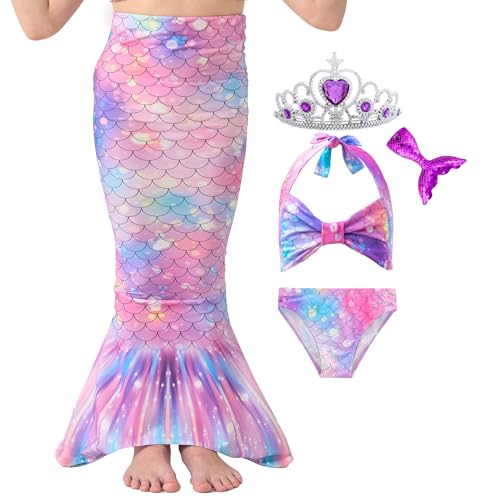 Image of Girls Bathing Suit 3PCS Cute Ruffle Tankini Swimsuits with Skirt Kids Beach Swimwear 3-12Y