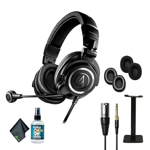 Image of Audio-Technica ATH-M50xSTS XLR StreamSet Streaming Headset + Microfiber Cleaning Cloth + Headphone Stand + Goby Labs Headphone Cleaner 4 fl oz