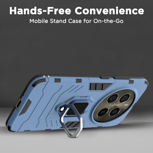 Image of Pikkme Realme 12 Pro 5G / Realme 12 Pro Plus 5G Back Cover | D5 Tough Armor Bumper | 360 Protection Case | Ring Holder Stand Case (Blue)