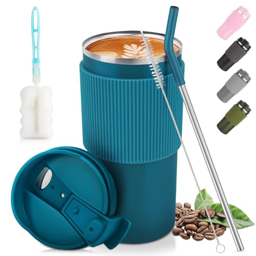 CS COSDDI Thermobecher- Isolierbecher, Kaffeebecher to Go 450ml/15oz auslaufsicher Reisebecher mit Deckel Coffee Mug mit Deckel Cafe to Go Becher für Tee Kaffee Heißes Kaltes Wasser Kaffee Reisebecher