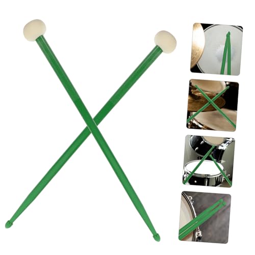 Baquetas profesionales de doble punta de fieltro y nylon verde oscuro miniatura 3