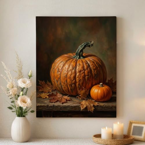 Lienzo decorativo para pared con diseño realista de hojas de otoño rústicas