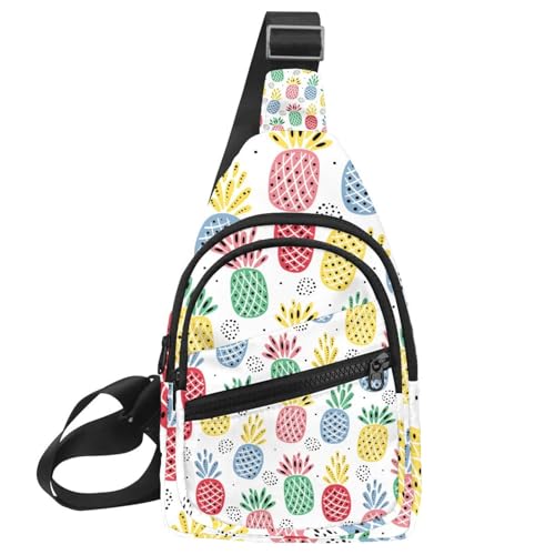Bolso bandolera de piña multicolor y cruzado para hombre y mujer con cremallera