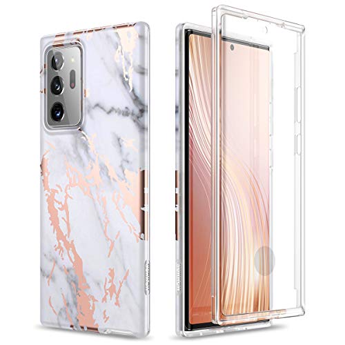 SURITCH for Samsung Note 20 Ultra Case, [Built-in Screen Protector] Marble Full-Body Protection Shockproof Rugged Bumper Protective Phone Case for Galaxy Note 20 Ultra 5G 6.9 Inch (Gold Marble)