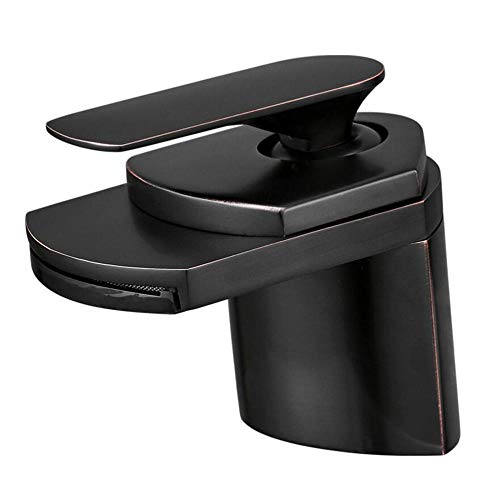 basin mixer tap waterfall bathroom sink taps Brass hot and cold single lever washbasin undercounter basin bathroom sink faucet-black