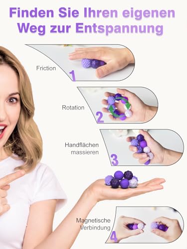 Willingood Silikon Magnetkugeln Fidget Toys, 8 Stück Magnetische Kugeln Sensorik Spielzeug, Tragbares Anti-Stress Spiel Ball, Stimming Sensory Toy für Kinder und Erwachsen (Lila)