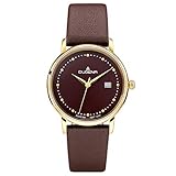 dugena damenuhr gold alt FEIN AUSGEARBEITET BIS INS KLEINSTE DETAIL – robustes goldenes Edelstahlgehäuse (Ø: 38,5 mm) mit längenverstellbarem braunem Lederarmband (mit Dornschließe); qualitätsstarkes zuverlässiges Quarzwerk. Wasserdichtigkeit: 3 bar.