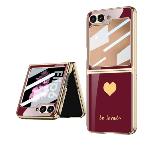 Coque Galaxy Z Flip 6 5G étui de luxe en verre peint brillant Amour 3