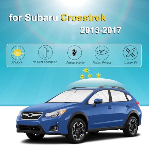 Image of KMF 8pcs Thicken Sun Shades Custom Fit for Subaru Crosstrek 2013-2017 Accessories, Full Window Privacy Car Window Covers Sunshade for Windshield Side Rear, UV Block and Blackout for Camping Outdoor
