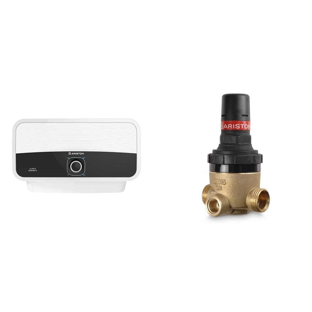 Buy Ariston AURES Slim Multi Electric Instant Water Heater 9.5 kW, Multi-Point,  Compact Size, Maximum Comfort, ELCB System – 3520028 u0026 406802 KIT B 3.5 BAR  Pressure REDUCING Valve, Bronze Online at desertcartUAE