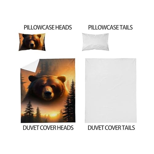 Housse de couette ours imprimé 3D, le cadeau parfait pour décorer un lit simple