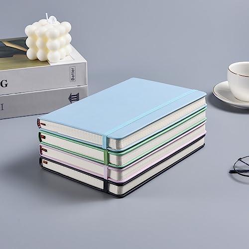 Bullet Dotted Journal - A5 Dotted Notebook - 120gsm Papier, 172 Seiten, Veganes Leder Hardcover Notizbuch Gepunktet mit Rückentasche, 2 Mark Ribbons, Hellgrün