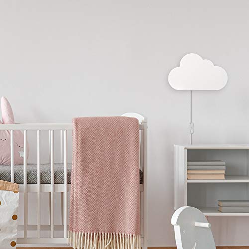 Globe Electric 51492 1-Light Floating Cloud Plug-In Wall Sconce, Matte White, 6Ft Clear Cord, Inline On/Off Rocker Switch, Wall Lights For Bedroom Plug In, Kitchen Sconces Wall Lighting #TOP4