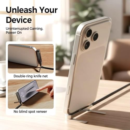 Image of 240W USB Type C to Type C Fast Charging Cable with Foldable Phone Stand, 90 Degree Elbow Nylon Braided Data Cable, 480 Mbps USB C Charger Cord for Gaming, Tablets, Smartphones and Laptops