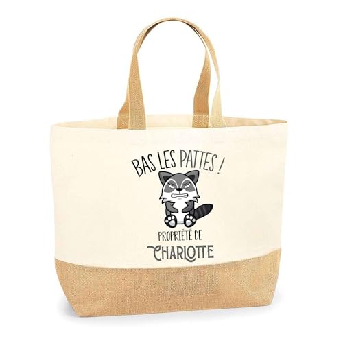 Sac jute Charlotte Bas les pattes Raton laveur grand sac courses