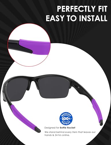 Image of BLAZERBUCK Replacement Temple Sleeves Ear Socks for Oakley Bottle Rocket OO9164 Sunglass - Black + Purple