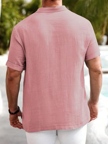 Image of Zombom Men's Polycotton Solid Short Kurta | Regular Fit | Half Sleeve | Mandarin Collar | Lightweight Casual Wear for Daily, Summer Comfort & Smart Look