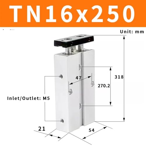 Vérin pneumatique TN16 compact à double action double tige alésage 16mm