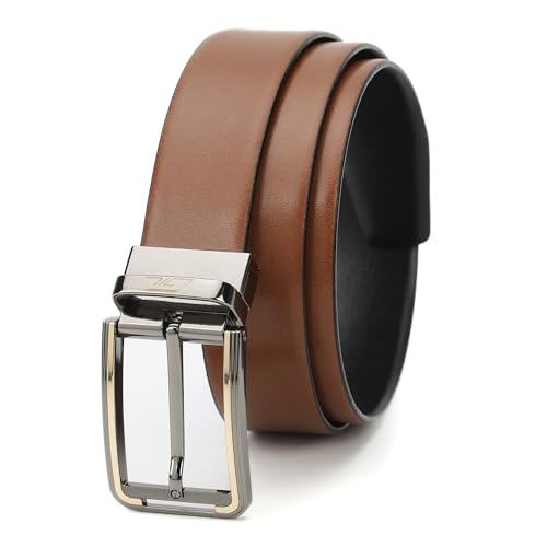 Pure Leather Reversible Formal Belt for Men – Black/Brown color Timeless classic design with rotating buckle