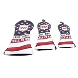 Golfclub Kopfbedeckung Set PU-Leder Premium Golfschläger Schutzkopfbedeckung 3 Stück (Schwarz)