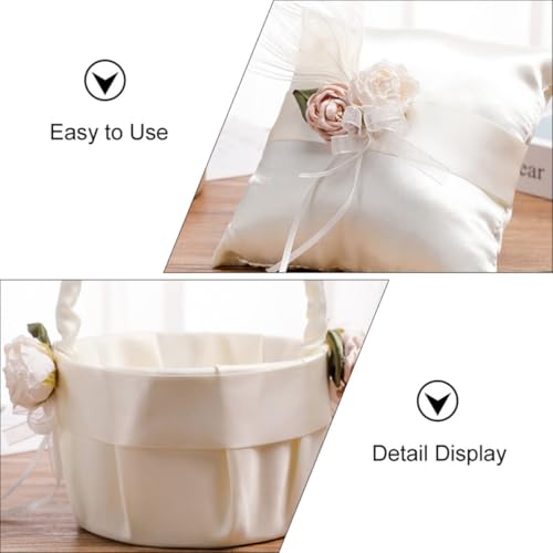 Coussin pour Alliances et Panier de Fleurs Mariage Satin Blanc Éternel - 6