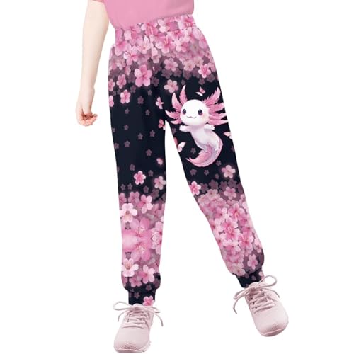 Ystardream Elastic Waisted Girls Sweatpants with Pocket Trendy Kid Workout Cargo Pants
