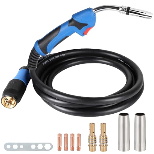 SWAWIS Conjunto de Antorcha MIG/MAG MB 25KD con 4M de Manguera para Gas de Protección para Equipo de Soldadura con Gas de Protección CO², Incluye 8 Piezas de Repuesto