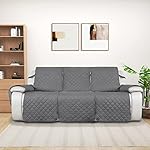 PureFit Water Resistant Reversible Sofa Covers for Reclining Sofa - Non Slip Split Recliner Couch Cover for 3 Cushion Couch, Washable Furniture Protector for Kid, Dog (3 Seat, Gray/Light Gray) - Image 2