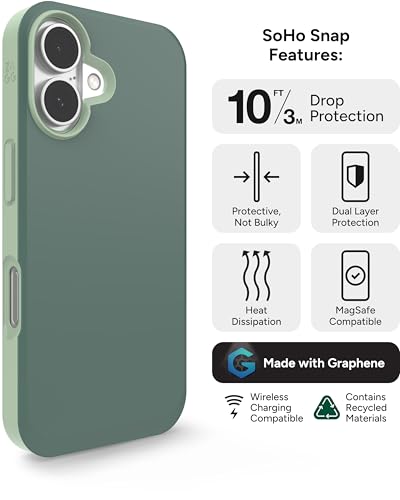 Coque iPhone 16 MagSafe ZAGG SoHo vert bicolore protection antichoc 3m - 3