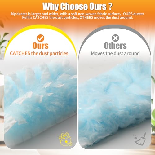Image of 80 Count Duster Refills with 1 Short Handle & 3 ft Extendable Handle, Compatible with Swiffer Duster, 180 Disposable Microfiber Cleaning Dusters, Unscented