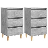vidaXL 2X Madera Maciza Mesitas de Noche Patas Aparador Auxiliar Armario Cama Dormitorio Habitación Organizador Almacenamiento Gris 40x35x69 cm