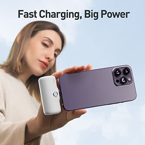 Iwalk Linkpod Portable Charger 4800Mah Power Bank Pd Fast Charging Small Docking Battery With Led Display Compatible With Iphone 14/14 Pro Max/13/13 Pro Max/12/12 Pro/11/X/8/7/6,White #TOP5