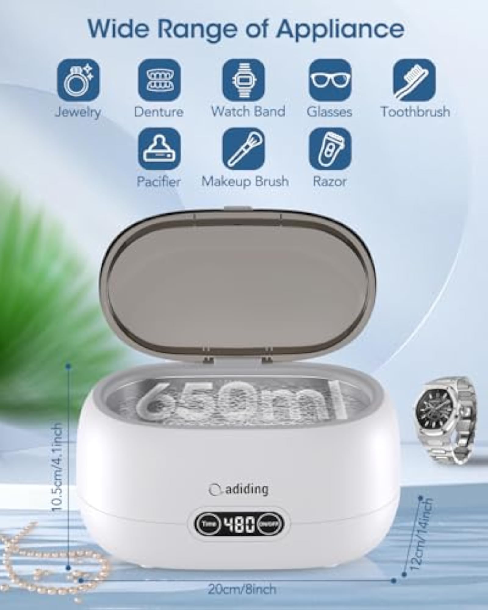 Ultrasonic Cleaning Device, 650ml Ultrasonic Cleaner