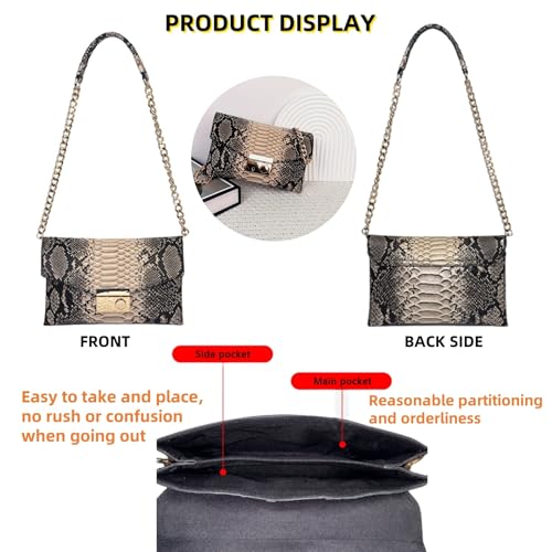Women's Retro Chain Shoulder bag Snake Print Purse, Leather Crossbody Bag Handbag Evening Bag,Envelope Clutch4