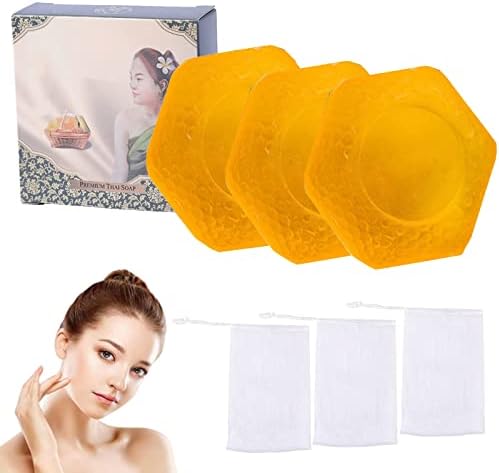 IIDACK Turmeric Honey Soap Bar Essentials,Turmeric Soap Bar for Face & Body,Acne,Dark Spots,Hyperpigmentation,Natural Turmeric Soap Bar for Face & Body-3PCS