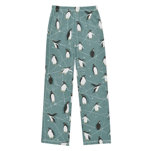 ZZXXB Cute Penguin Skating Boys Long Pants Soft Trousers Elastic Waist Kids Lounge Bottoms with Pockets S-XL