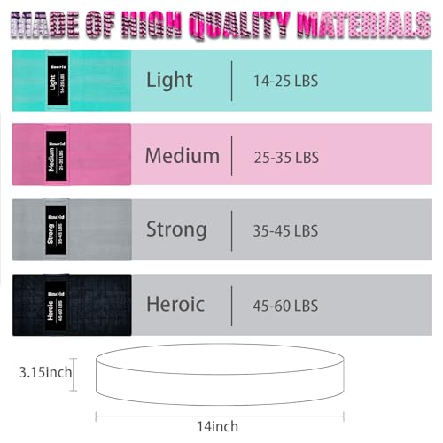 Image of Resistance Bands for Working Out, 4 Levels Exercise Bands for Women & Men, Elastic Workout Band for Physical Therapy, Fabric Booty Band for Gym, Yoga, Pilates, Leg Training
