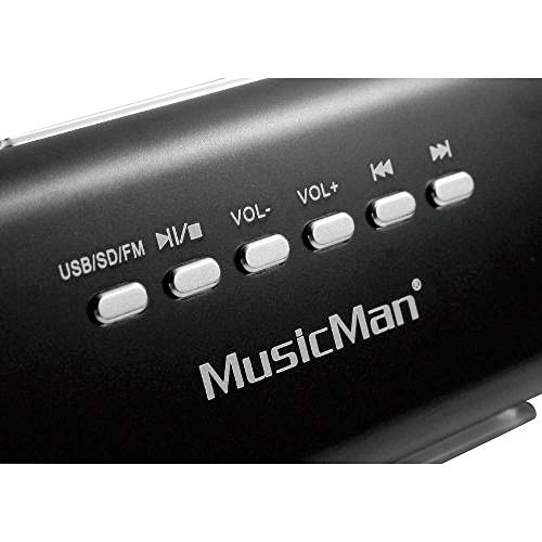 Enceinte portable MusicMan MA Soundstation - Son stéréo - Radio FM, lecteur MP3, USB, AUX / Line-In, prise en charge de la carte MicroSD - Temps de lecture 6 heures - Idéal pour voyager (Noir) – vue 3