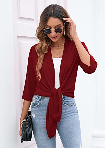 Image of Heymoments Women's Lightweight Open Front Cardigans 3 /4 Sleeve Casual Soft Drape Fall Cardigan S-2XL