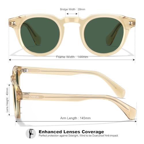 Image of CARFIA Retro Sunglasses for Men Polarized UV400 Protection, Cool Round Acetate Fashion Shades
