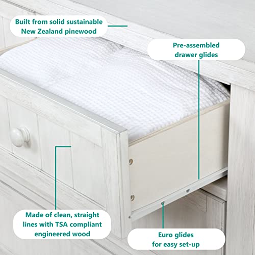 Dream On Me Maple Double Dresser, Kids Bedroom Dresser, Four Drawers Dresser, Farmhouse Modern, Weathered White #TOP5