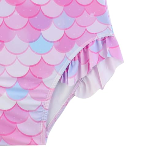 Image of Baby Toddler Girl Long Sleeve Ruffle Swimsuit One Piece Zipper Rash Guard Bathing Suit with UPF 50+ Sun Protection