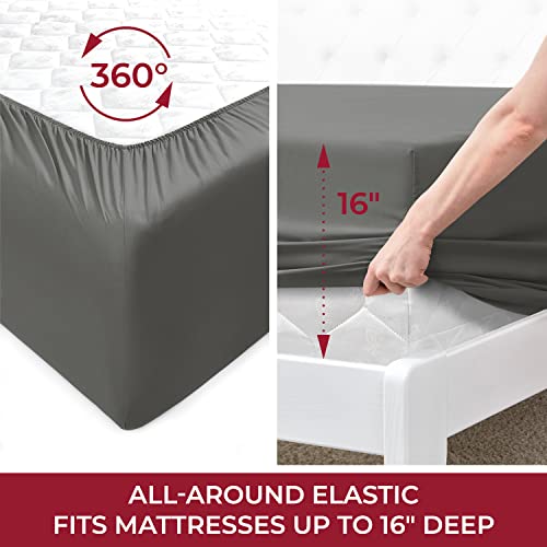 Mellanni King Size Sheet Set - Iconic Collection Bedding Sheets & Pillowcases - Luxury, Extra Soft, Cooling Bed Sheets - Deep Pocket Up To 16 Inch - Wrinkle, Fade, Stain Resistant - 4 Pc (King, Gray) #TOP2