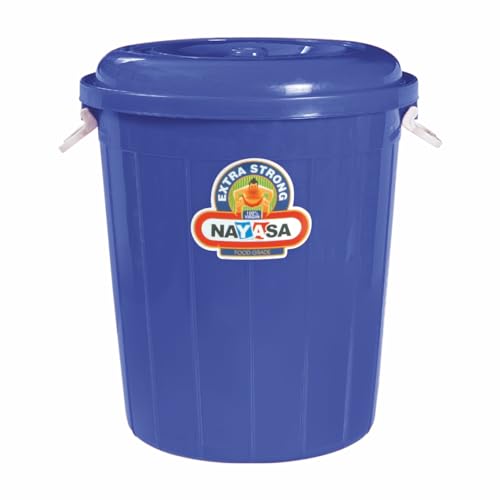 Image of Nayasa Bucket 102 with Lid- 100 Ltrs, Plastic Water Storage Bucket| Unbreakable Multipurpose Storage, Blue