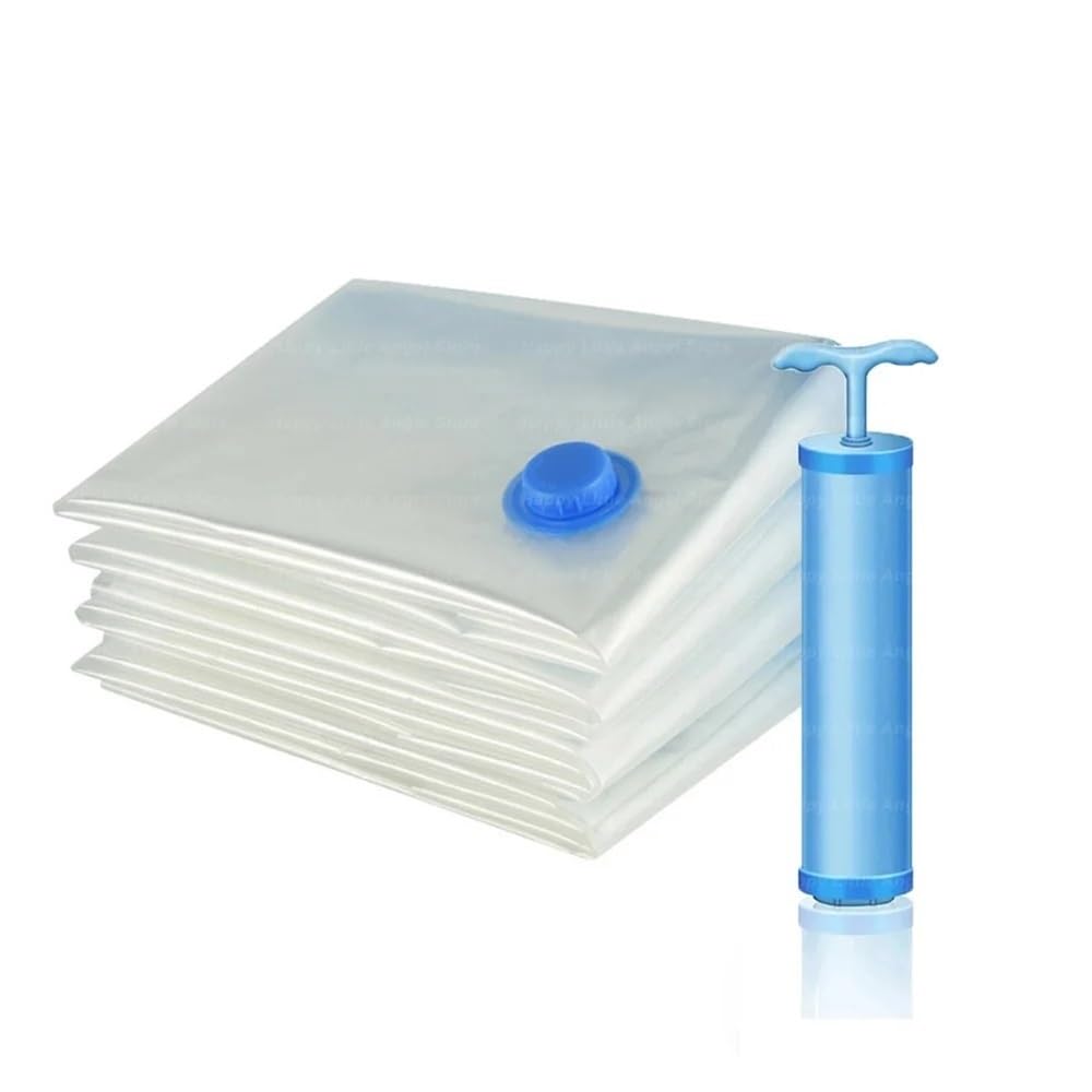 Wiederverwendbare Vakuumbeutel mit Pumpe, transparent, komprimiert, platzsparend, Vakuumbeutel for Kleidung, großer Reisebehälter(4PCs Bags-Set(A),130X100CM)