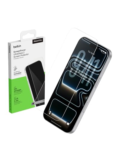 Image of Belkin EZ Align iPhone 17 Pro Tempered Glass | Screen Protector Guard | UltraGlass Lite 2 Anti-Reflective Screen Protector, Scratch-Resistant